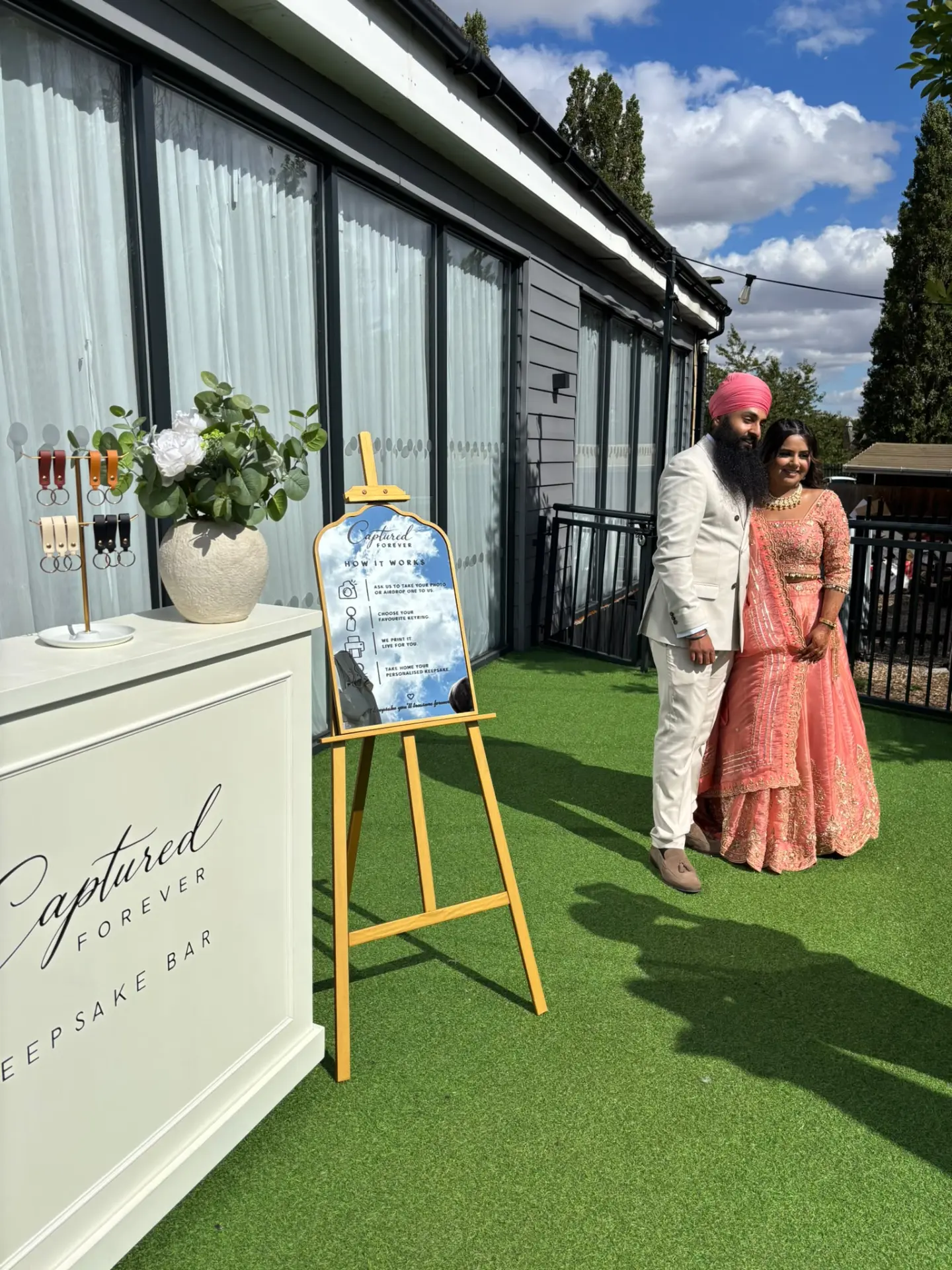 The Keepsake Bar set up on a lawn at a summer wedding